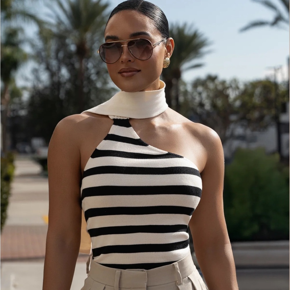 JLUX label Black and White Amelie  Striped Top